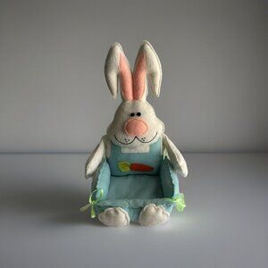 Bunny Rabbit Tray Sitter Basket Felt Handmade Treat Candy Catch All Easter Vtg